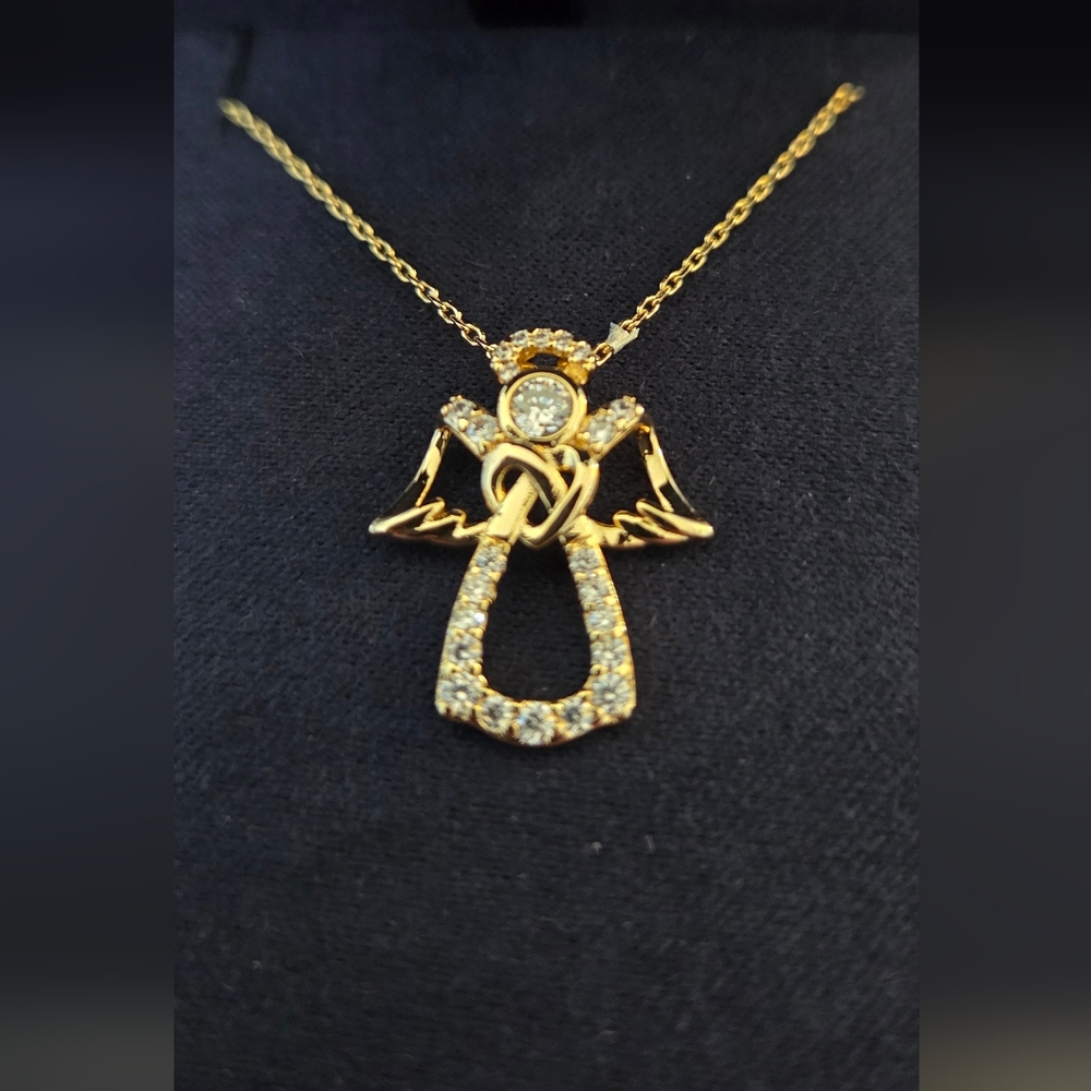 Simply Silver 14KT Gold-Plated Angel Pendant Necklace NIB - Picture 5 of 8